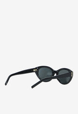Saint Laurent Logo Cat-Eye Sunglasses Gray 822274-Y9956-1000