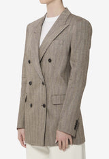 Tagliatore Double-Breasted Buttoned Blazer Brown JJASMINE-A40006-M1200
