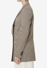 Tagliatore Double-Breasted Buttoned Blazer Brown JJASMINE-A40006-M1200