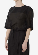TheLatest Dean Crewneck Relaxed Sheer Top Black TLW04011T0161-ABTP-T0002