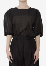 TheLatest Dean Crewneck Relaxed Sheer Top Black TLW04011T0161-ABTP-T0002