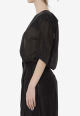 TheLatest Dean Crewneck Relaxed Sheer Top Black TLW04011T0161-ABTP-T0002