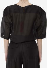 TheLatest Dean Crewneck Relaxed Sheer Top Black TLW04011T0161-ABTP-T0002