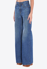 Chloé Wide-Leg Faded Jeans Blue CH25ADP42251--427