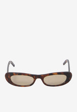 Saint Laurent Shade Elongated Cat-Eye Sunglasses Brown 713740-Y9956-2336