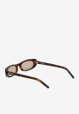 Saint Laurent Shade Elongated Cat-Eye Sunglasses Brown 713740-Y9956-2336