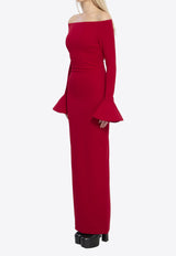 Solace London Anica Off-Shoulder Crepe Gown Red OS46053--RED