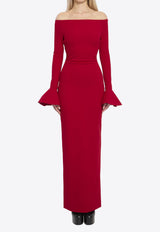 Solace London Anica Off-Shoulder Crepe Gown Red OS46053--RED