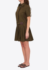 Loewe Pleated Mini Shirt Dress Khaki S359Y09XKP--4160