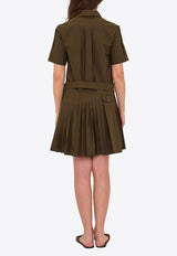 Loewe Pleated Mini Shirt Dress Khaki S359Y09XKP--4160