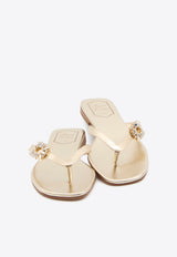 Roger Vivier Metallic Nappa Leather Thong Sandals Gold RVW81744970K-ACG-005
