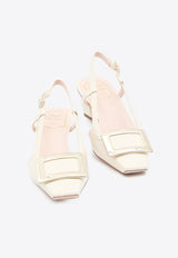 Roger Vivier Belle Vivier 45 Slingback Pumps in Patent Leather Cream RVW00625600-D1P-C0019