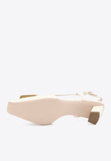 Roger Vivier Belle Vivier 45 Slingback Pumps in Patent Leather Cream RVW00625600-D1P-C0019