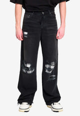 Amiri Flannel Repair Baggy Jeans Black AMBMJE1033--598