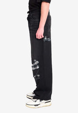 Amiri Flannel Repair Baggy Jeans Black AMBMJE1033--598