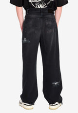 Amiri Flannel Repair Baggy Jeans Black AMBMJE1033--598