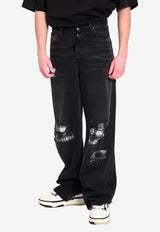Amiri Flannel Repair Baggy Jeans Black AMBMJE1033--598