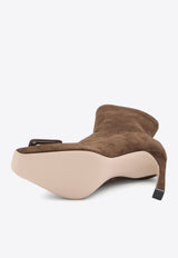 Roger Vivier Trompette 100 Suede Leather Ankle Boots Brown RVW40143020-YQ0-S611