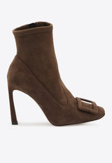 Roger Vivier Trompette 100 Suede Leather Ankle Boots Brown RVW40143020-YQ0-S611
