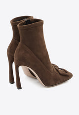 Roger Vivier Trompette 100 Suede Leather Ankle Boots Brown RVW40143020-YQ0-S611