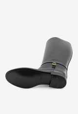 Saint Laurent Julia Calf Leather Knee-High Boots Black 840698-AAEHR-1000