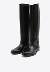 Saint Laurent Julia Calf Leather Knee-High Boots Black 840698-AAEHR-1000