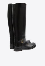 Saint Laurent Julia Calf Leather Knee-High Boots Black 840698-AAEHR-1000