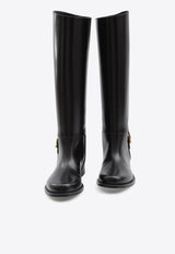 Saint Laurent Julia Calf Leather Knee-High Boots Black 840698-AAEHR-1000