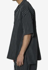 Willy Chavarria Striped Short-Sleeved Shirt Black WCSHT0051--076