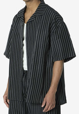 Willy Chavarria Striped Short-Sleeved Shirt Black WCSHT0051--076