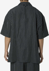 Willy Chavarria Striped Short-Sleeved Shirt Black WCSHT0051--076