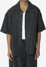 Willy Chavarria Striped Short-Sleeved Shirt Black WCSHT0051--076