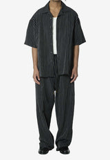 Willy Chavarria Striped Short-Sleeved Shirt Black WCSHT0051--076