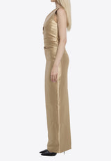 Solace London Kira One-Shoulder Maxi Dress Champagne OS37025--CARAMEL
