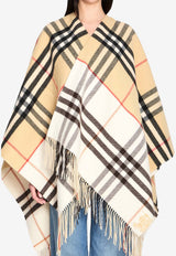 Burberry Double Checked Cashmere Poncho Beige 8117678--A2021