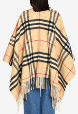 Burberry Double Checked Cashmere Poncho Beige 8117678--A2021
