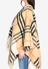 Burberry Double Checked Cashmere Poncho Beige 8117678--A2021