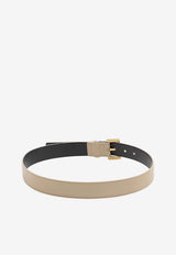 Saint Laurent Cassandre Leather Belt Beige 634437-BOO0W-2721
