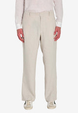 Barena Venezia Delfo Linen Blend Herringbone Pants Pearl PAU5443-4146-538