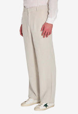 Barena Venezia Delfo Linen Blend Herringbone Pants Pearl PAU5443-4146-538