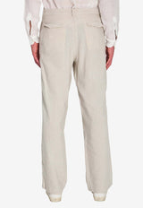 Barena Venezia Delfo Linen Blend Herringbone Pants Pearl PAU5443-4146-538