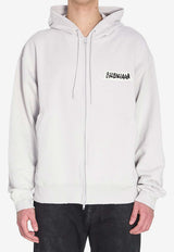 Balenciaga Masking Tape Zip-Up Hooded Sweatshirt White 850338-TTVL7-9012