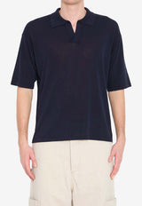 Roberto Collina Ribbed Knit Polo T-shirt Blue 261MYA11024--10