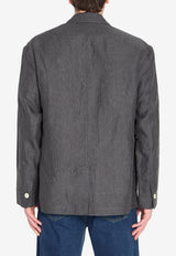 Jacquemus Pastro Micro-Striped Linen Jacket Gray JAM00105A-W00810-970