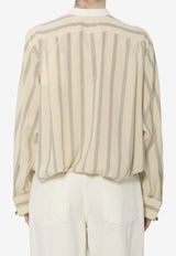 The Row Falco Striped Shirt White 10797-W4349-WHITE/BLACK