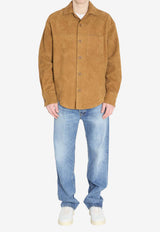 AMI PARIS Suede Buttoned Overshirt Beige USH826-LH0059-236