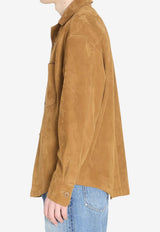 AMI PARIS Suede Buttoned Overshirt Beige USH826-LH0059-236