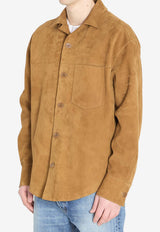 AMI PARIS Suede Buttoned Overshirt Beige USH826-LH0059-236