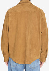 AMI PARIS Suede Buttoned Overshirt Beige USH826-LH0059-236