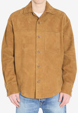 AMI PARIS Suede Buttoned Overshirt Beige USH826-LH0059-236